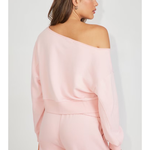 Garage Soft Pink Off-Shoulder Cropped Sweater - Picture 3 of 6